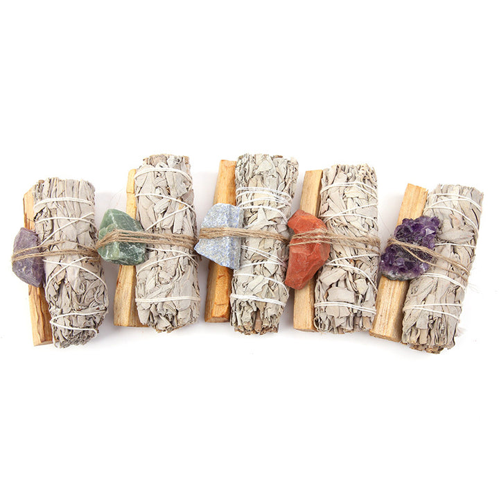 Buddha Stones Natural Palo Santo, amatista, Aventurina verde, cristal, salvia blanca, mancha, purifica, conjunto de Altar, suministros espirituales