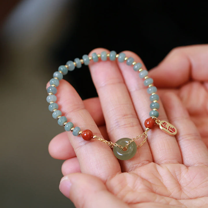 Pulsera de la suerte con hebilla de la paz, ágata roja, Jade Hetian Natural, Buddha Stones - image 6