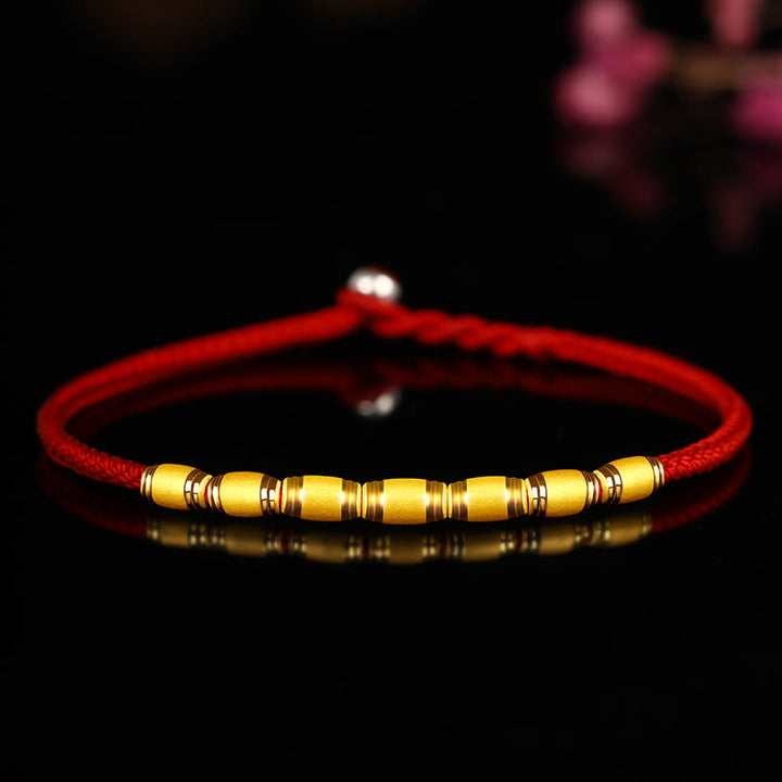 Pulsera de cuerda roja con nudo de paz de ocho hilos, cuentas de la suerte de oro 999 con Buddha Stones