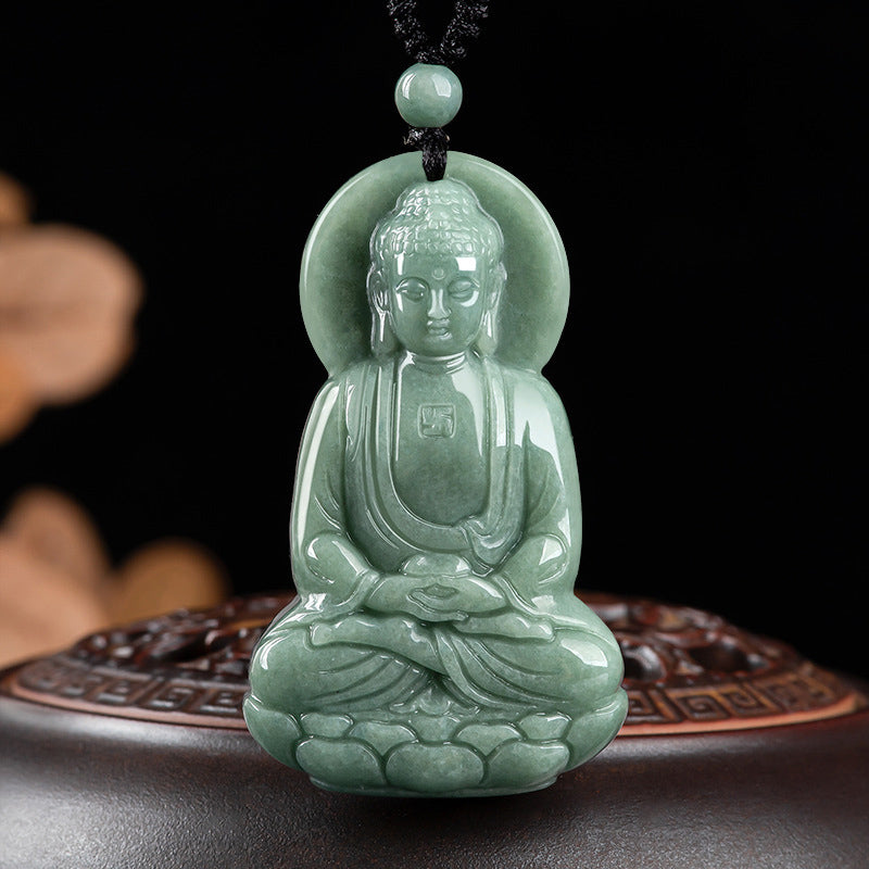 Collar de cadena de compasión con amuleto de jade de Buda Amitabha de Buddha Stones - SÍMBOLO DE BUDA (COMPASIÓN ♥ SERENIDAD) - image 1