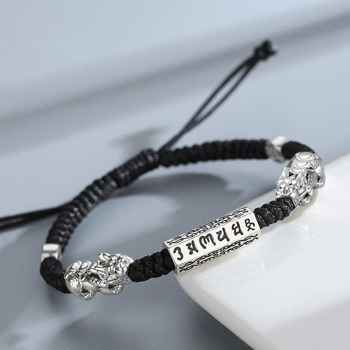 Pulsera de cuerda Om Mani Padme Hum con moneda de cobre Feng Shui doble de piedras de Buddha Stones - image 2