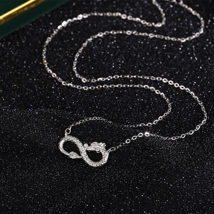 Colgante de plata de ley 999 con Buddha Stones, diseño del año del dragón, con nudo sin fin
