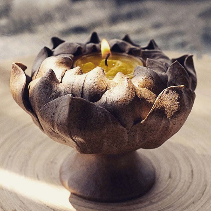 Quemador de incienso de cerámica con diseño de flor de loto y Buddha Stones , decoración para el hogar