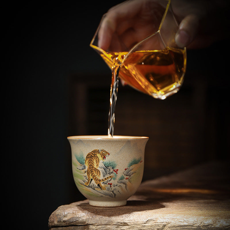 Taza de té de cerámica del zodíaco chino, 12 Buddha Stones, taza de té de Kung Fu, 130ml