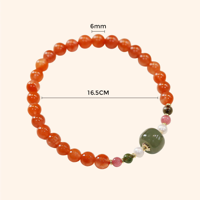 Pulsera de calma de confianza con cuentas de jade hetiano de ágata roja natural con Buddha Stones