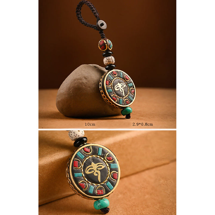 Llavero de paz con Buddha Stones tibetanas Om Mani Padme Hum Bodhi Seed