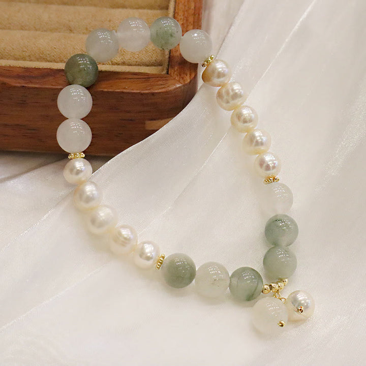 Pulsera de sinceridad curativa de jade y perlas naturales de Buddha Stones