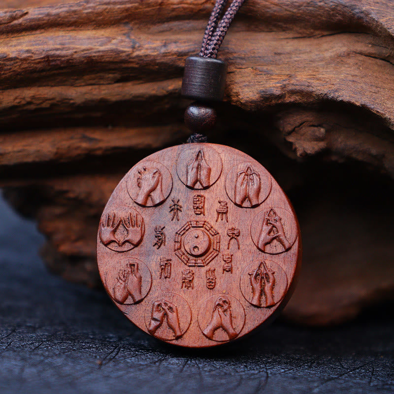 Buddha Stones, relámpago, madera de azufaifo, Yin Yang, Bagua, fantasmas de montaña, colgante de collar de protección para gastar dinero
