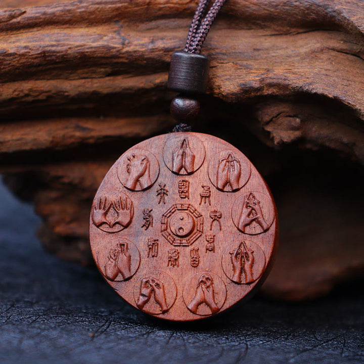 Buddha Stones, relámpago, madera de azufaifo, Yin Yang, Bagua, fantasmas de montaña, colgante de collar de protección para gastar dinero