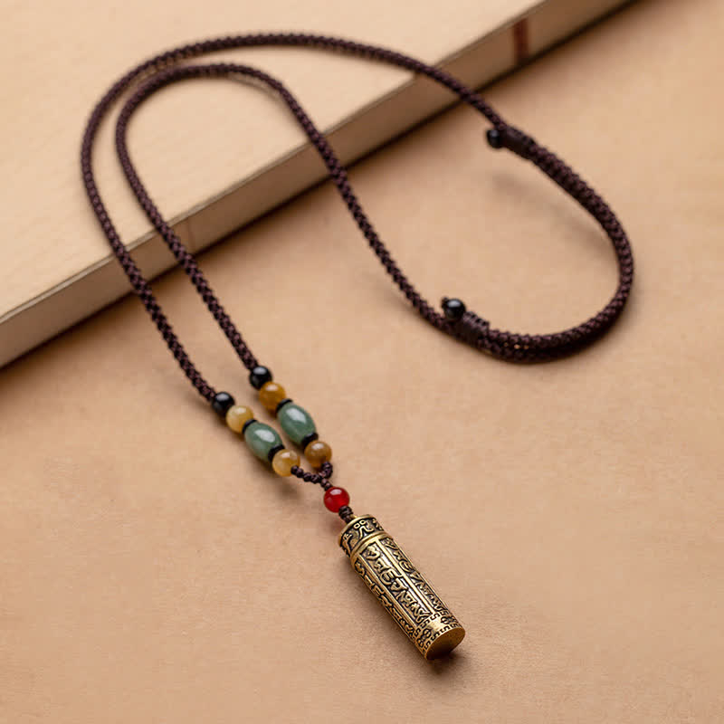 Buddhastoneshop Tibet Om Mani Padme Hum Ágata Shurangama Sutra Collar de protección colgante - image 4
