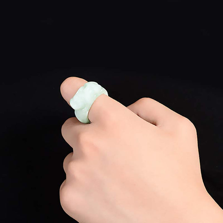 Anillo de la suerte Fengshui Riqueza Jade PiXiu