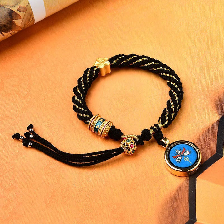 Buddha Stones Tíbet hechas a mano cinco dioses de la riqueza suerte amuleto Thangka rueda de oración flor encanto tejido pulsera de cuerda
