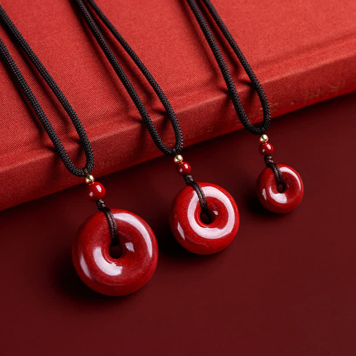 Colgante de collar con Buddha Stones , cinabrio, hebilla de la paz, bendición tranquila