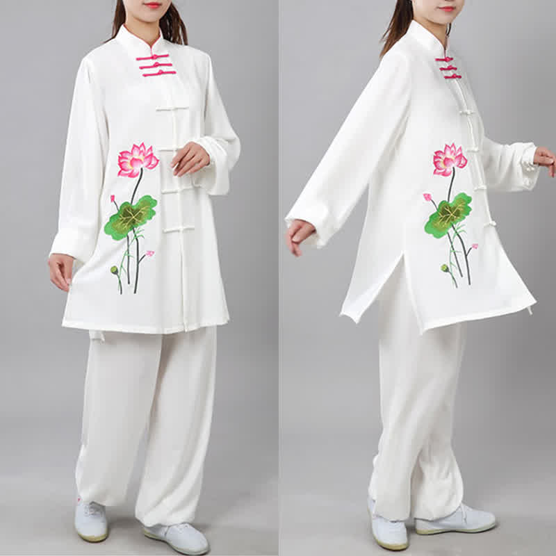 Conjunto de ropa para mujer con diseño de hojas y flores de loto y piedras de Buddha Stones para meditación, tai chi, oración y práctica espiritual zen - image 4