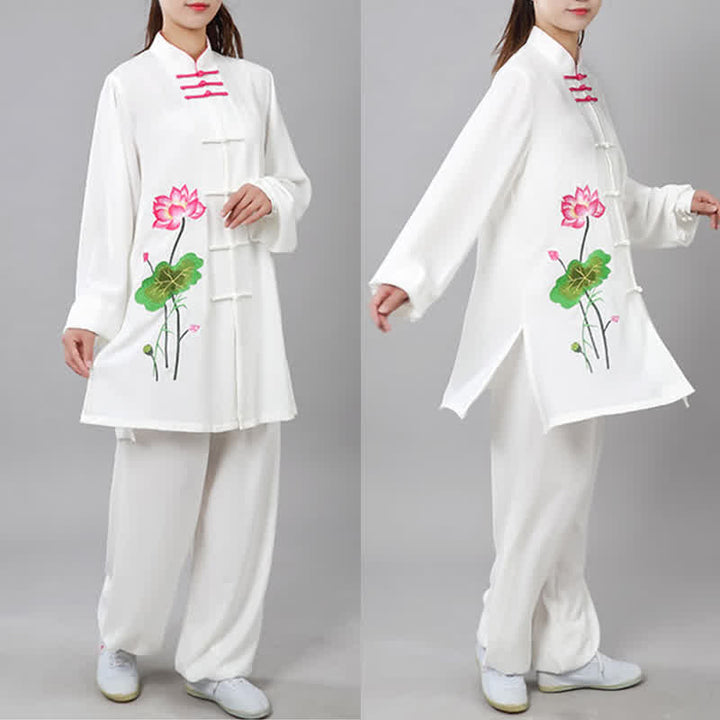Conjunto de ropa para mujer con diseño de hojas y flores de loto y piedras de Buddha Stones para meditación, tai chi, oración y práctica espiritual zen - image 4