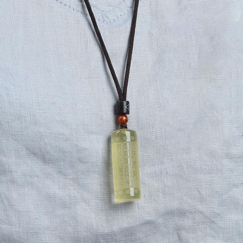Colgante de collar de fuerza de felicidad de citrino de Sutra del corazón