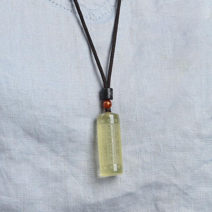 Colgante de collar de fuerza de felicidad de citrino de Sutra del corazón