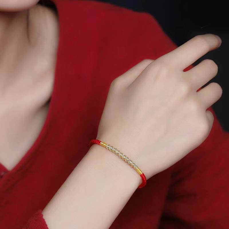 Pulsera trenzada de protección con hilo rojo de la fuerza de la suerte de plata de ley 925 con Buddha Stones
