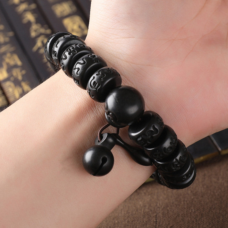 Pulsera de protección de madera con relámpago tibetano de Buddha Stones