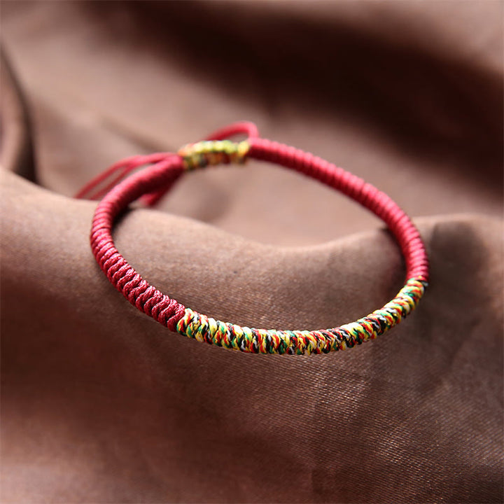 Pulsera trenzada de fuerza de la suerte con nudo King Kong multicolor hecha a mano tibetana con Buddha Stones