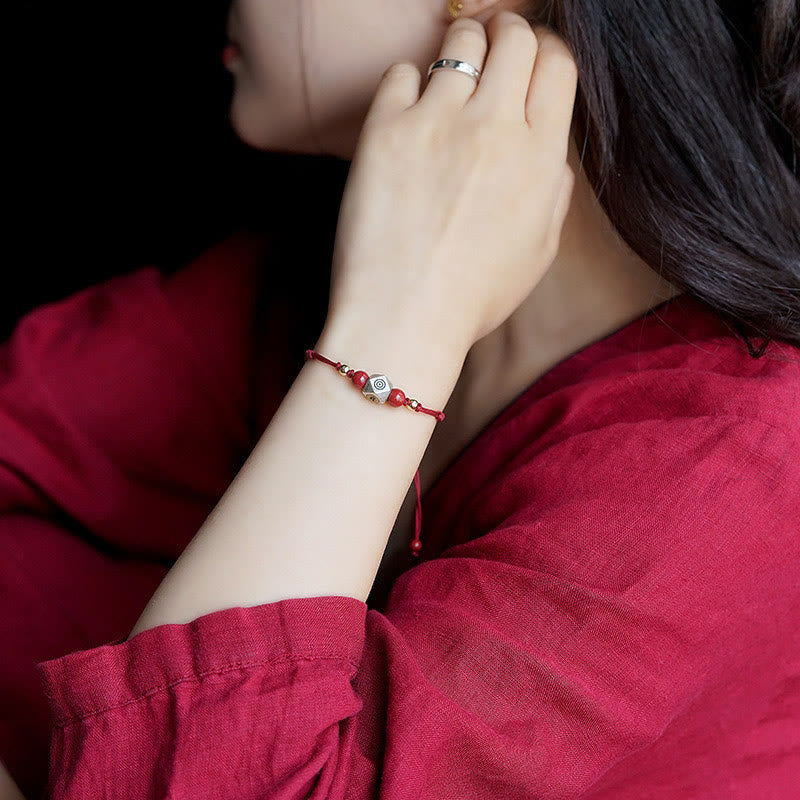 Pulsera trenzada de plata de ley 925 hecha a mano con Buddha Stones , zodíaco chino, Buda natal, cinabrio