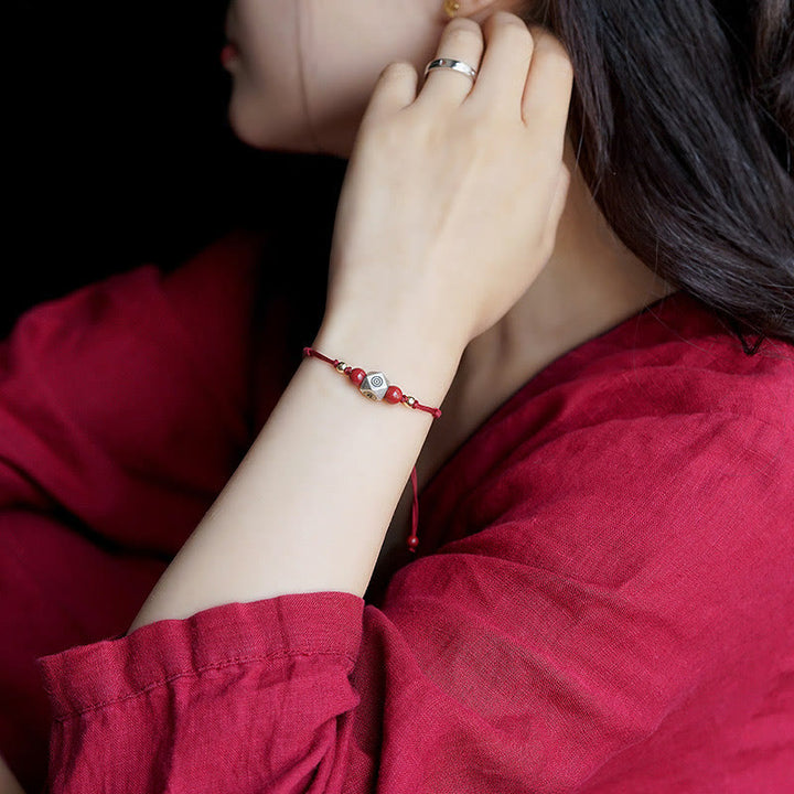 Pulsera trenzada de plata de ley 925 hecha a mano con Buddha Stones , zodíaco chino, Buda natal, cinabrio