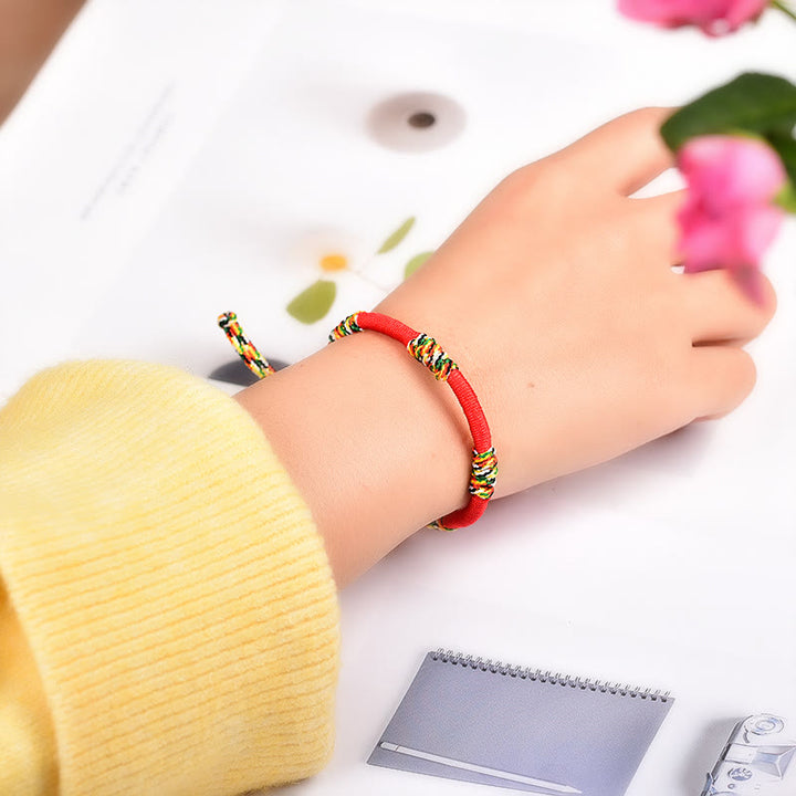 Pulsera de cuerda trenzada de protección de la suerte con nudo King Kong colorido hecho a mano tibetano con Buddha Stones