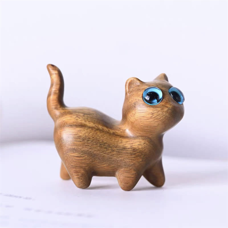 Buddha Stones, sándalo verde, hoja pequeña, sándalo rojo, animales lindos, gato, decoración relajante y de paz. - Gato de pie de sándalo verde - image 20