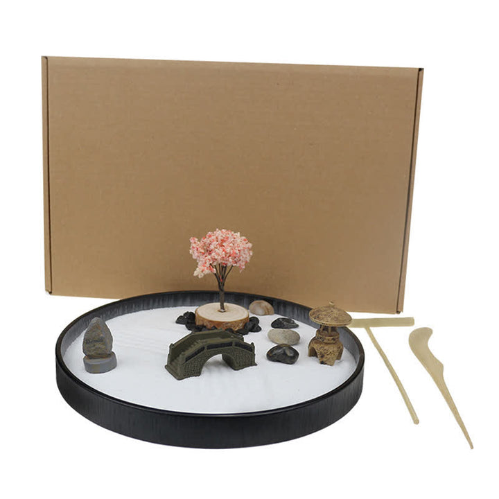 Árbol Pequeño Puente Paisaje Meditación Calma Jardín Zen Decoración