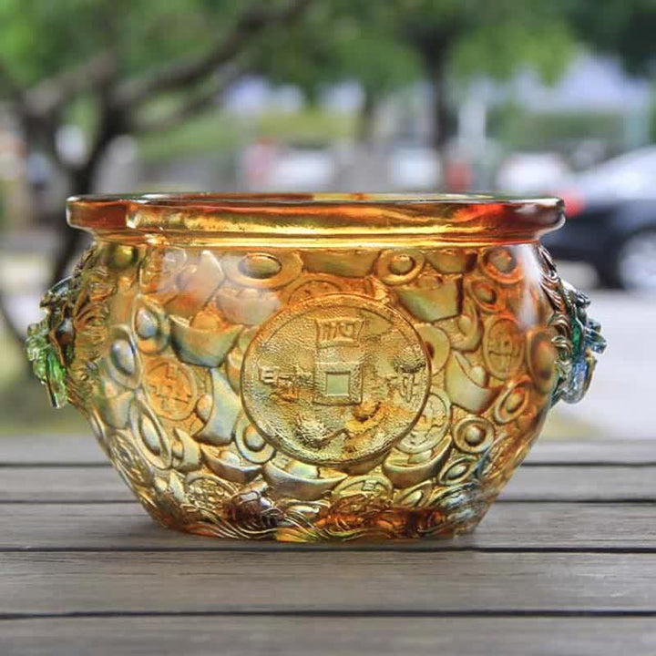 Pieza de arte hecha a mano de Liuli Crystal Treasure Bowl para decoración del hogar