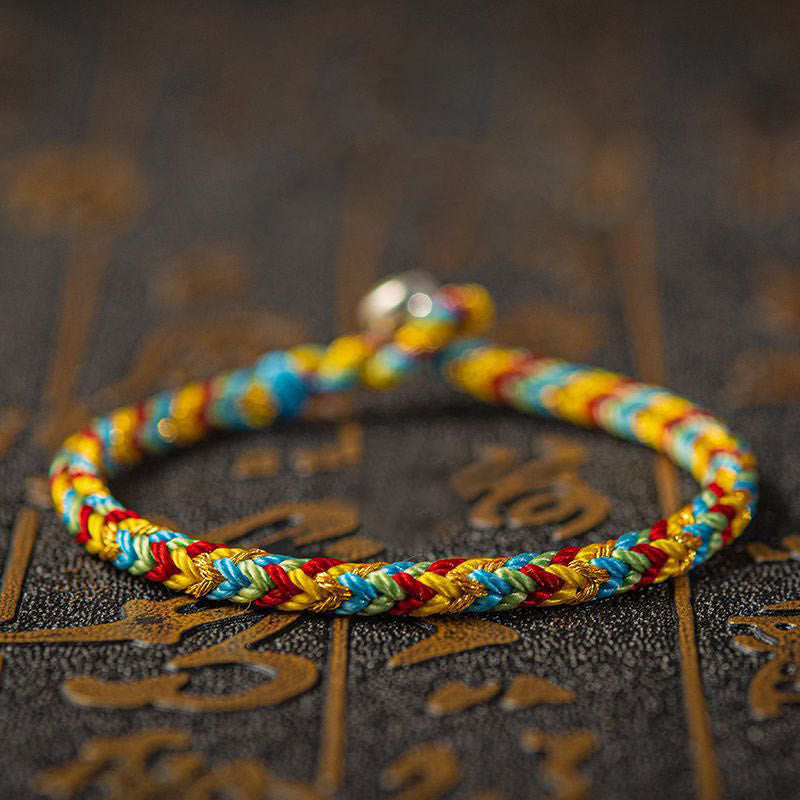 Buddha Stones "Que seas buena fortuna y éxito" Pulsera Suerte Multicolor - Naranja Azul Verde Rojo - 19 cm - image 5