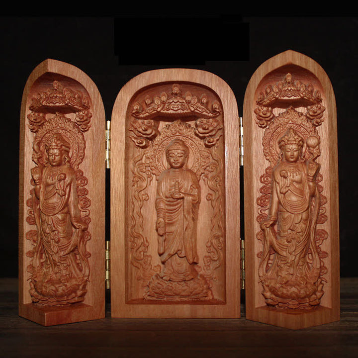 Avalokitesvara Kwan Yin Buda Cerezo Madera Compasión Decoración del Hogar Altar
