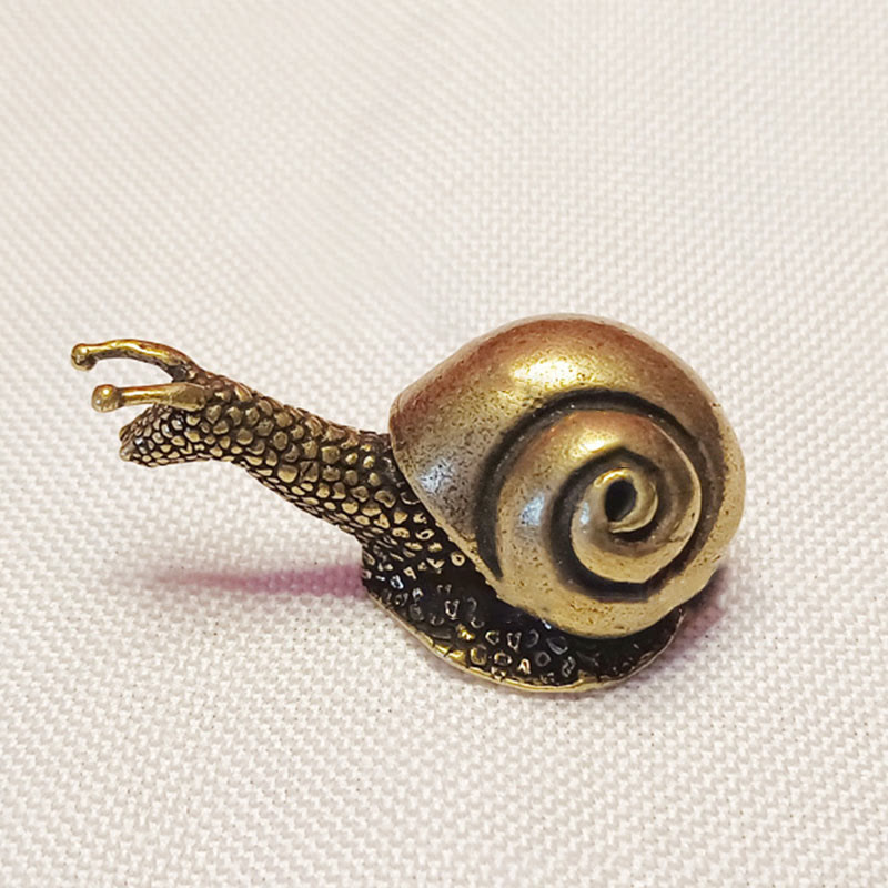 Buddha Stones, Mini Rana pequeña, Tortuga, pez Koi, Caracol, cangrejo, cobre, riqueza, decoración del hogar - Caracol - image 19