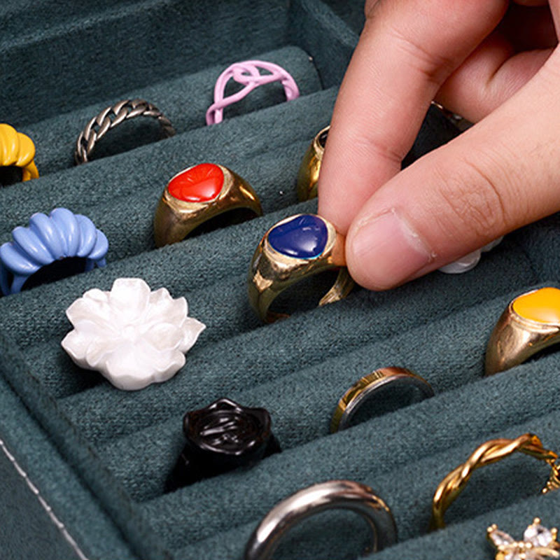 Caja organizadora de joyería de diseño Simple con Buddha Stones, caja de almacenamiento de joyería de franela de una sola capa con cerradura - image 7