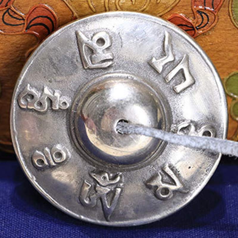 Campana tibetana Tingsha, seis palabras verdaderas, decoración curativa de cobre blanco