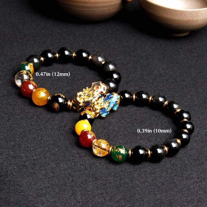 Pulsera de riqueza de obsidiana Pixiu que cambia de color con Buddha Stones