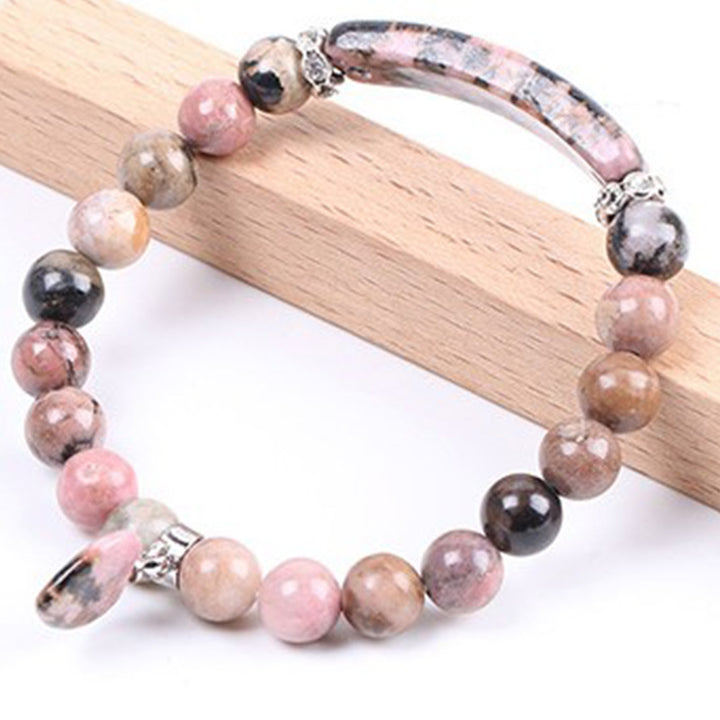Pulsera de cuentas curativas de corazón de amor de rodonita con Buddha Stones