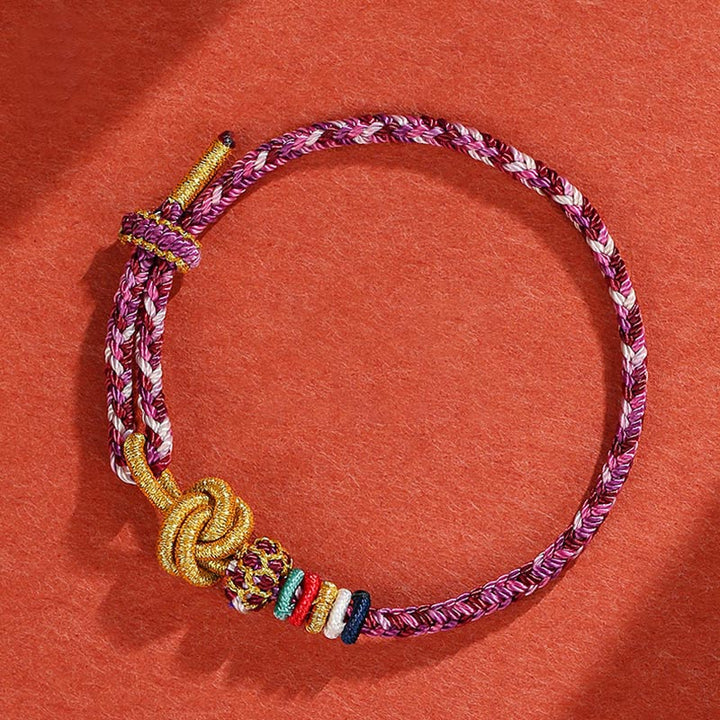 Pulsera de cuerda trenzada de protección de cuerda colorida Dunhuang hecha a mano con Buddha Stones