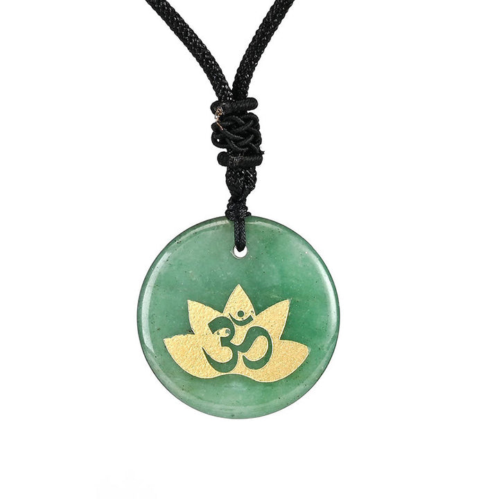 Buddha Stones OM símbolo de loto varios cristales amatista ojo de tigre colgante collar curativo