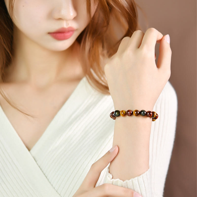 Pulsera de protección positiva con ojo de tigre natural de Buddha Stones
