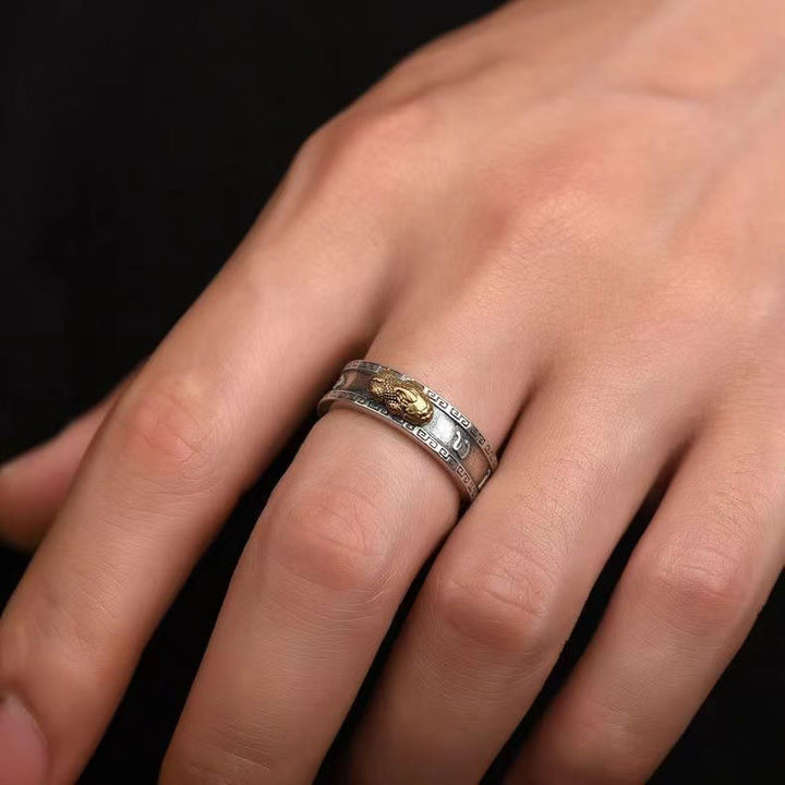 PiXiu Om Mani Padme Hum Corazón Sutra Suerte Riqueza Pareja Anillo