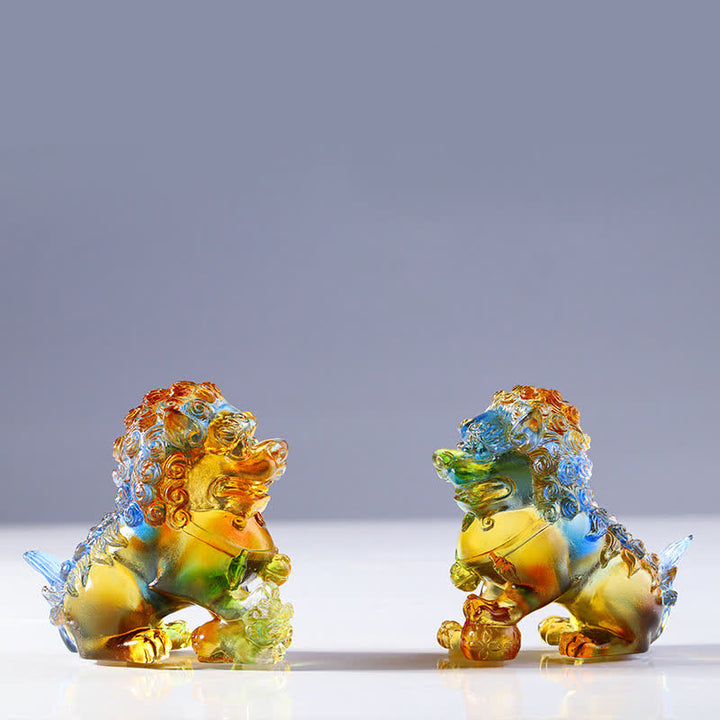 Pieza de arte de León de cristal Liuli hecha a mano, decoración para el hogar y la Oficina
