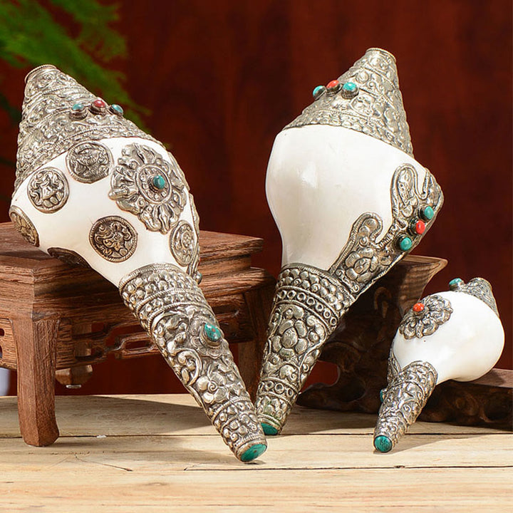 Concha de caracola Shankha Natural tibetana, concha marina, decoración del hogar de la suerte y la riqueza - image 0