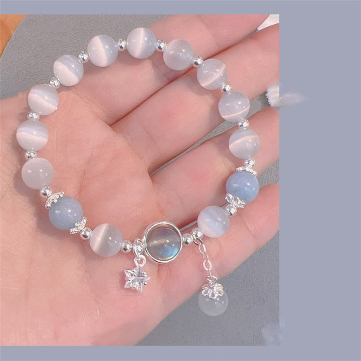 Pulsera de soporte con dije de estrella, mariposa, piedra lunar, ojo de gato, Buddha Stones