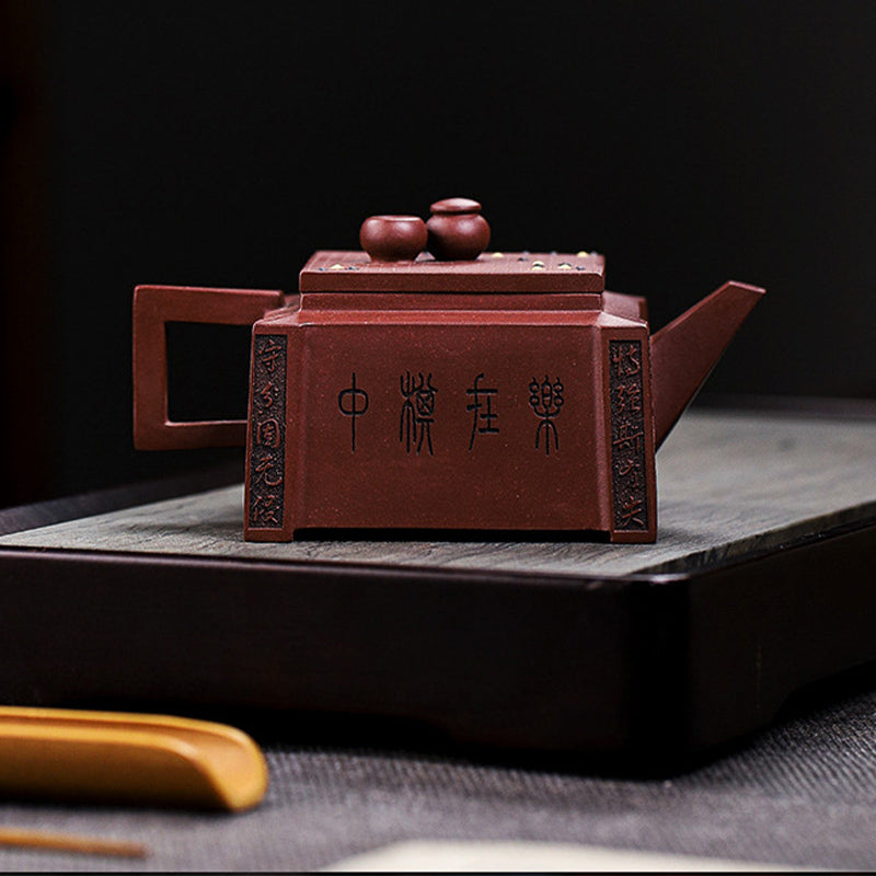 Buddha Stones Yixing, todo hecho a mano, Gomoku, juego de ajedrez, tetera cuadrada de Kung Fu de arcilla púrpura, 280ml