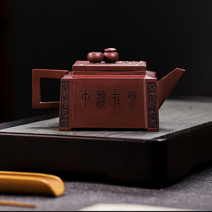 Buddha Stones Yixing, todo hecho a mano, Gomoku, juego de ajedrez, tetera cuadrada de Kung Fu de arcilla púrpura, 280ml