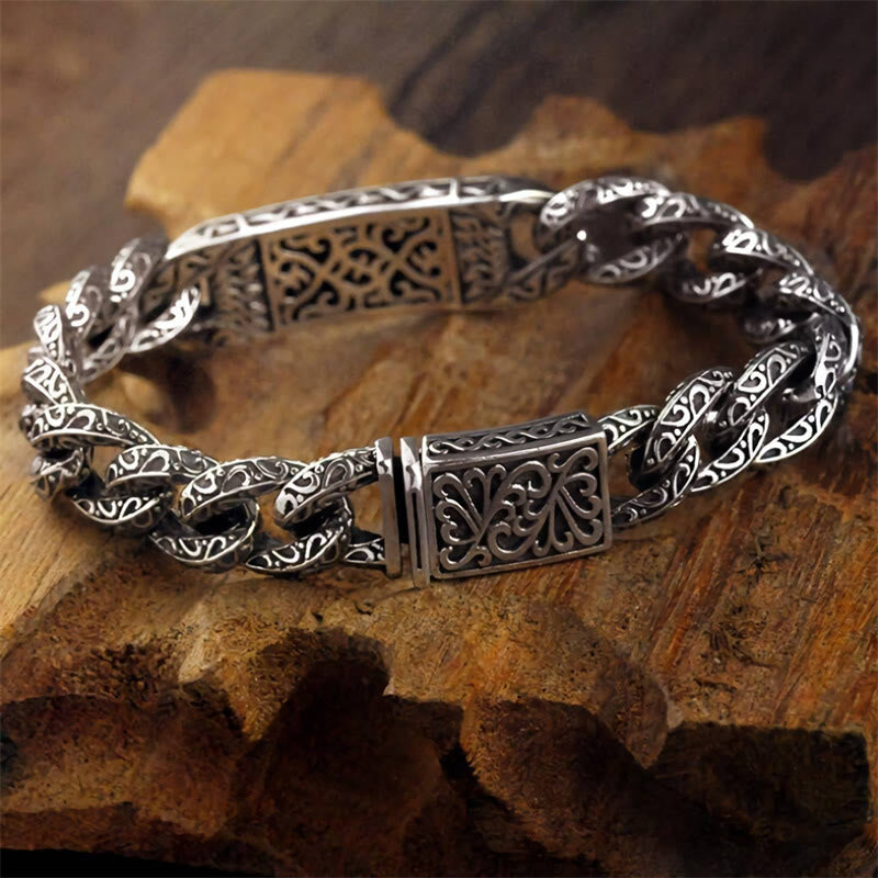 Pulsera curativa grabada con patrones vintage de Buddha Stones