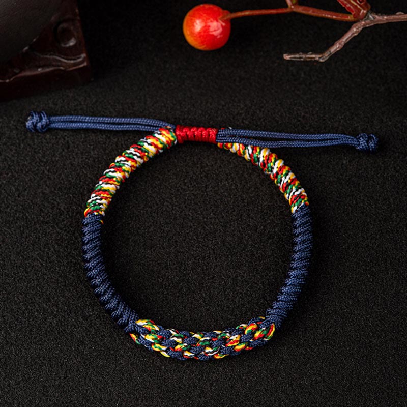 Pulsera de cuerda trenzada de la suerte con nudo King Kong colorido hecho a mano tibetano con Buddha Stones