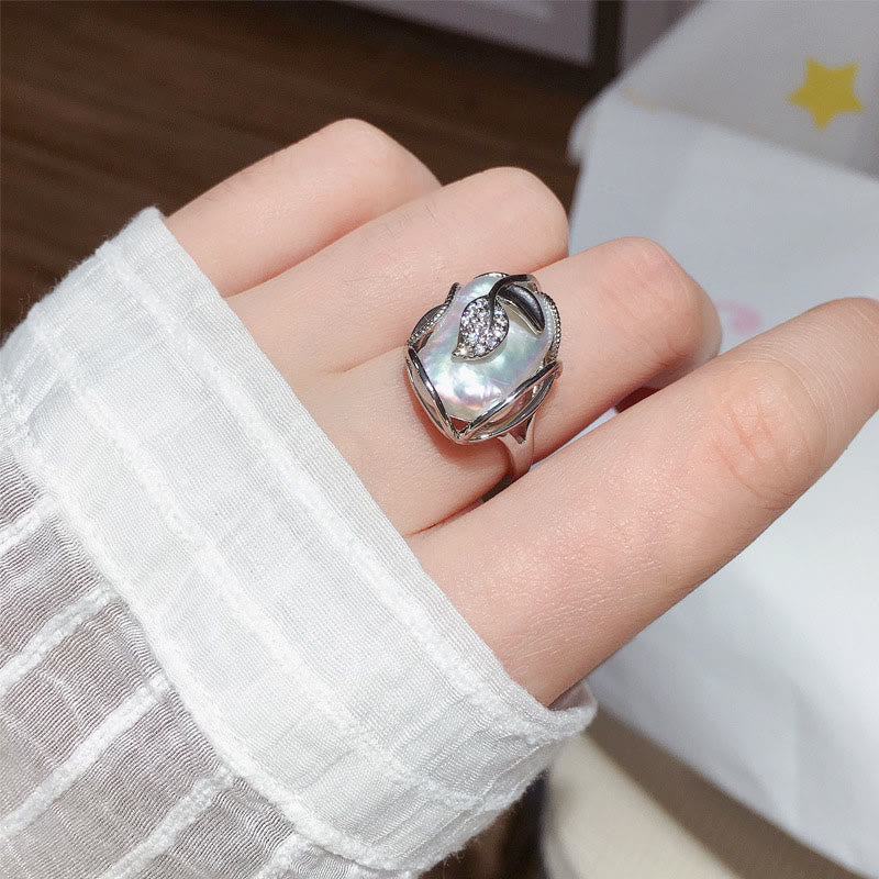 Anillo de riqueza de felicidad de flor de oro chapado en cobre y Buddha Stones