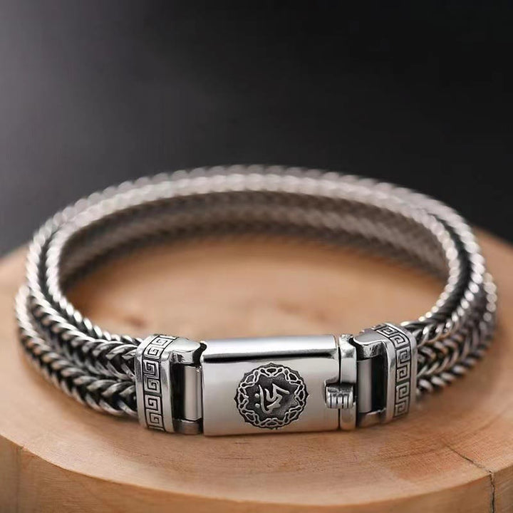 Pulsera estilo trenza de paz con Buddha Stones Om Mani Padme Hum Pureza